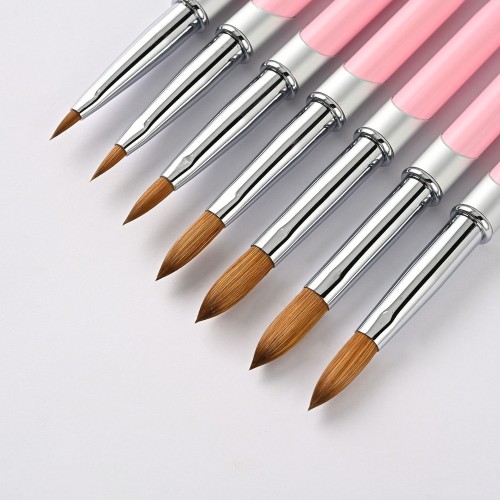 High quality nail art brush acrylic pure kolinsky nail brush wholesale nail brush metal handle